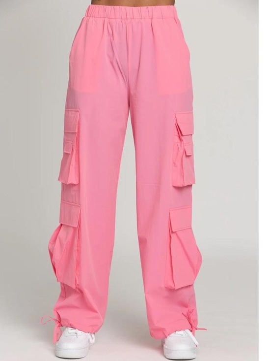 Gold Hinge Pants - Gold Hinge Pink Cargo Wide-Leg Pants with Drawstring Hem